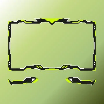 Green theme live stream overlay video border frame with lower third banners Illustrazione stock