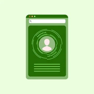 Green themed user profile interface displayed inside a web browser window Stock Illustration