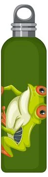 A green thermos bottles with frog pattern Stock Illustration
