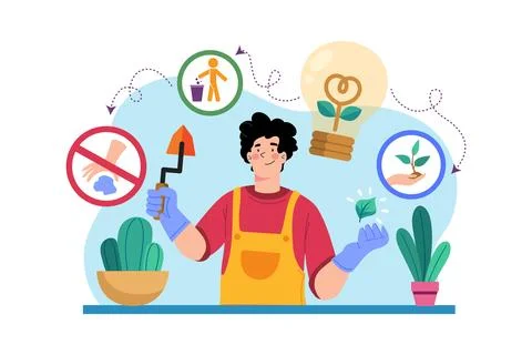 Green Thinking Illustration concept. A flat illustration isolated on white .. Ilustración de archivo