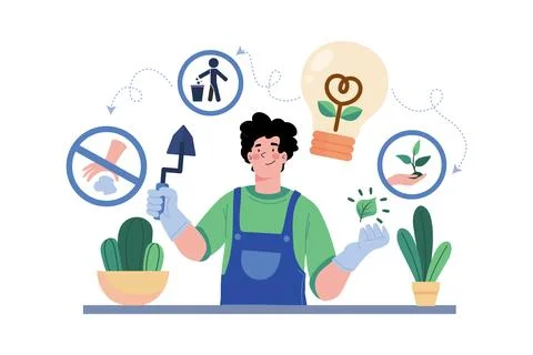 Green Thinking Illustration concept on white background Ilustración de archivo