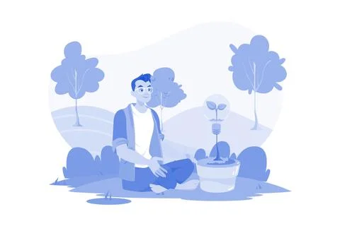 Green Thinking Illustration concept on white background Ilustración de archivo