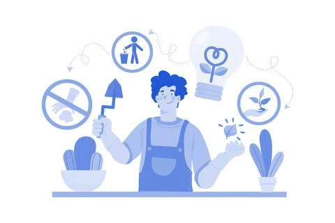 Green Thinking Illustration concept on white background Ilustración de archivo