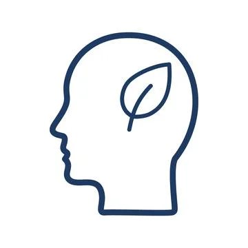Green thinking. Illustration representing a head with a leaf symbolizing su.. Stock Illustration