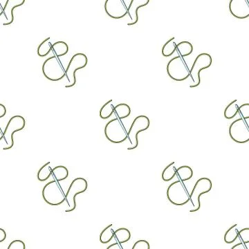 Green thread and needle eye.Sewing or tailoring tools kit single icon in cartoon Stock Illustration