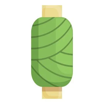 Green thread bobbin is holding by top and bottom with cardboard Stock Illustration