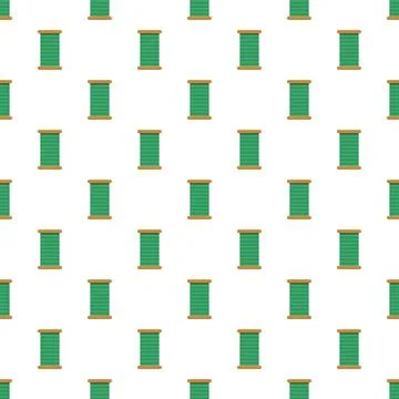 Green thread spools creating seamless sewing pattern background Stock Illustration