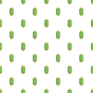 Green thread spools creating seamless craft pattern Stock Illustration