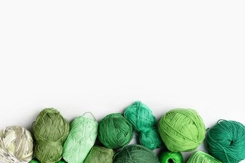 Green threads for knitting Stock Photos