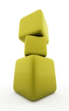 Green three cubes isolated on white background Stock Illustration