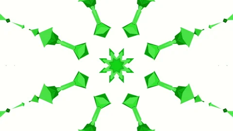 Green three-dimensional kaleidoscope background. abstract animation. 3d render Stock Footage 100522572