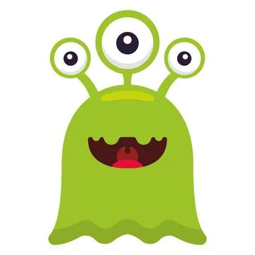 Green three eyed alien. Vector Stock Illustration