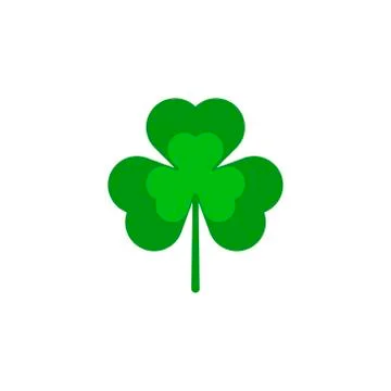 Green three leaf clover, icon on white background. Vector illustration Stock Illustration