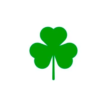 Green three leaf clover, icon on white background. Vector illustration Illustrazione stock