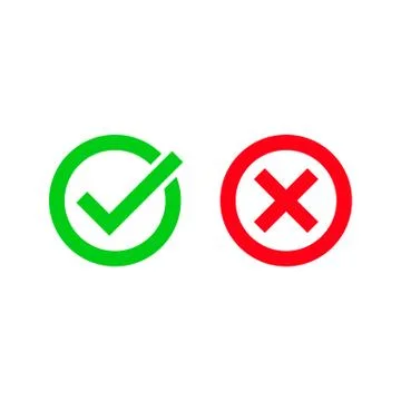Green tick and red checkmark vector circle icons Illustrazione stock