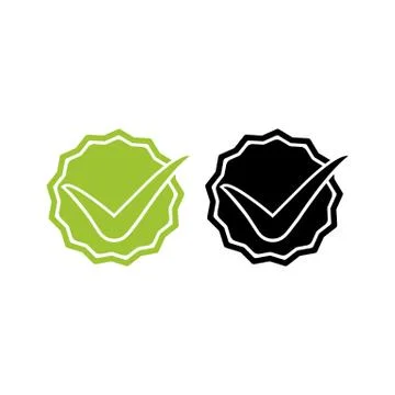 Green tick, check marks or tick, checkmarks flat icon set in modern black des Stock Illustration