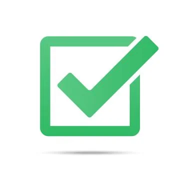 Green tick checkbox vector illustration isolated on white background Stock Illustration