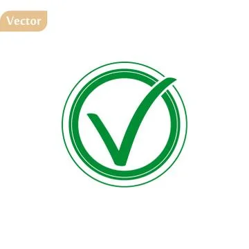Green tick checkbox vector illustration isolated on white background Stock Illustration
