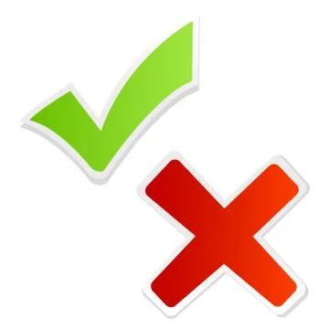 Green tick mark and red cross Stock Illustration