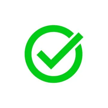 Green tick marker checkmark vector circle icon Stock Illustration