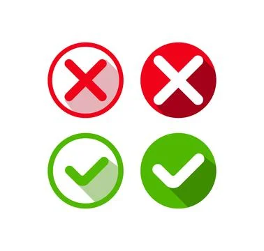 Green Tick Red X Circle Vector Symbols 库存插图
