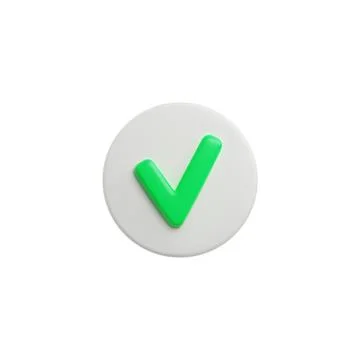 Green tick on round shape 3D style, vector illustration Stock Illustration