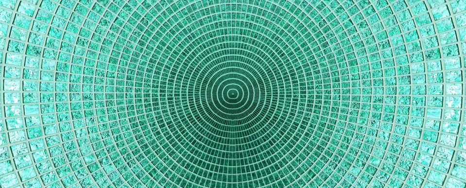 Green tiles round pattern square texture background. Stock Photos