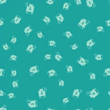 Green Time management icon isolated seamless pattern on green background. Clock Stockillustratie
