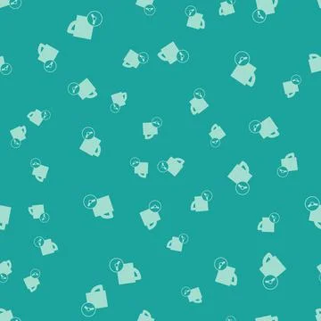 Green Time management icon isolated seamless pattern on green background. Clock Stock Illustration