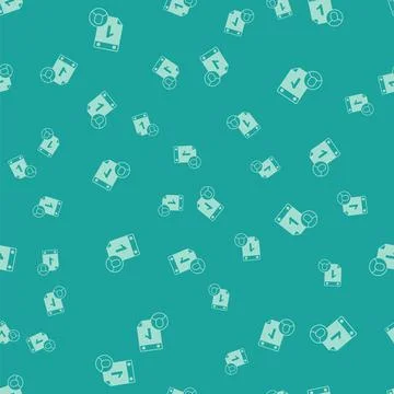 Green Time management icon isolated seamless pattern on green background Stock Illustration