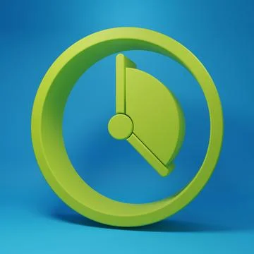 Green Time Management icon isolated on blue background. Clock sign. Product.. Stock Illustration