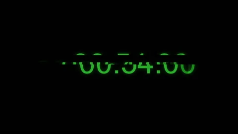 Green Timecode. Glitch Timecode. Green digits on black background real time one Stock Footage 167842446