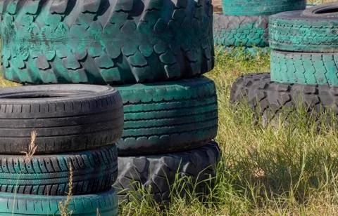 Green tire. Stock Photos