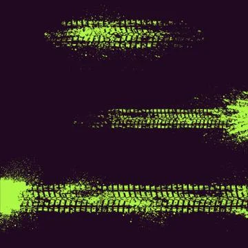 Green tire tracks set Stock Illustration