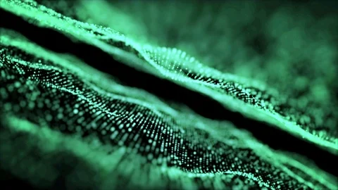 Green title background abstract motion digital wave particle. Diagonally left. Stock Footage 94240811
