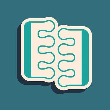 Green Toe separator for pedicure icon isolated on green background. Long shadow Stock Illustration