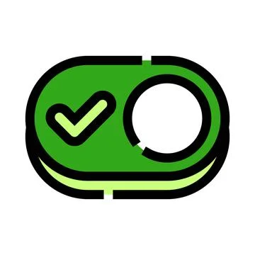 Green toggle switch activating digital interface control 스톡 일러스트