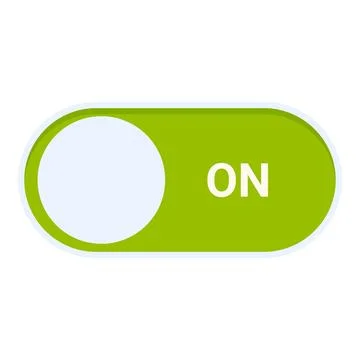 Green toggle switch button showing on state Illustrazione stock