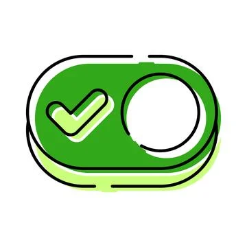 Green toggle switch button on user interface Stock Illustration