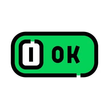 Green toggle switch displaying ok status Illustrazione stock