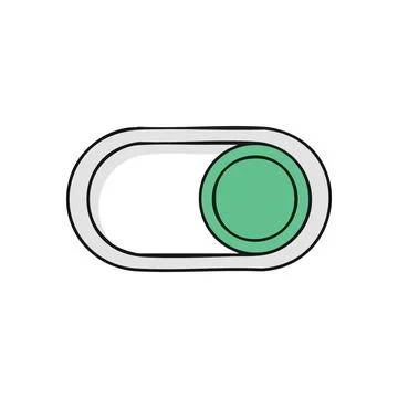 (Green Toggle Switch On Icon. This minimalist digital control depicts an ac.. Stock Illustration