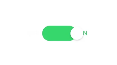 Green Toggle Switch On with Text Labels - UI Settings Element Stock Footage 334615906