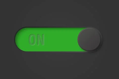 Green Toggle Switch On, Vector Illustration. Realistic Toggle Switch UI Button Stock Illustration