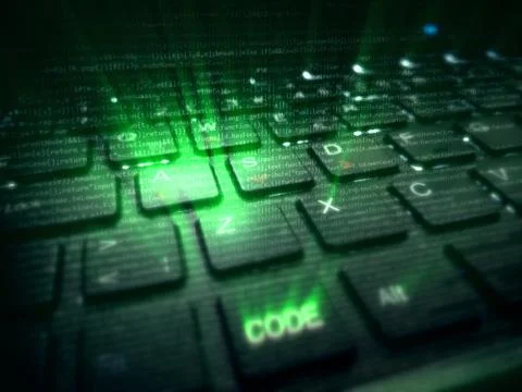 Green tone development coder concept keyboard Foto stock