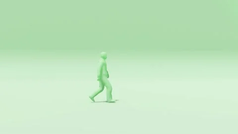 Green Toned Walking Model Side View on Light Background Stock Footage 312972953
