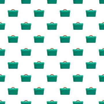 Green toolboxes forming seamless pattern on white background 스톡 일러스트