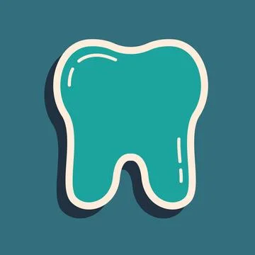 Green Tooth icon isolated on green background. Tooth symbol for dentistry clinic Stock Illustration