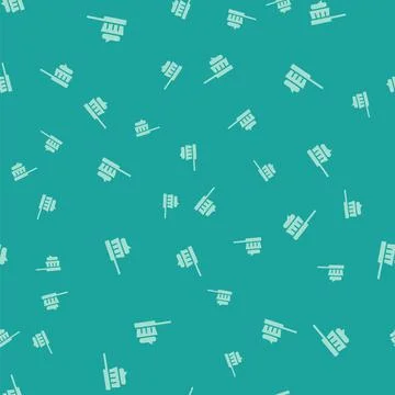 Green Toothbrush with toothpaste icon isolated seamless pattern on green Stock Illustration