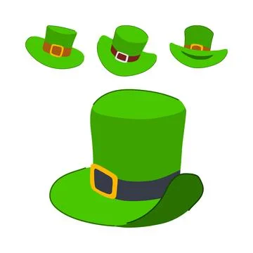 Green top hat and small festive party hats Stock Illustration