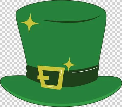 Green top hat is being shown in vector art, green band, gold buckle, on Stock Illustration